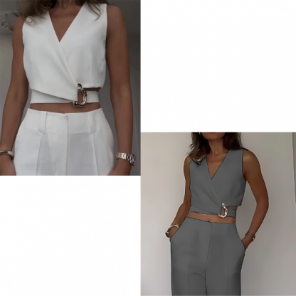 BELKOMPL-BEL-L//XL, Elegantní bílý top s unikátním designem - Image 2