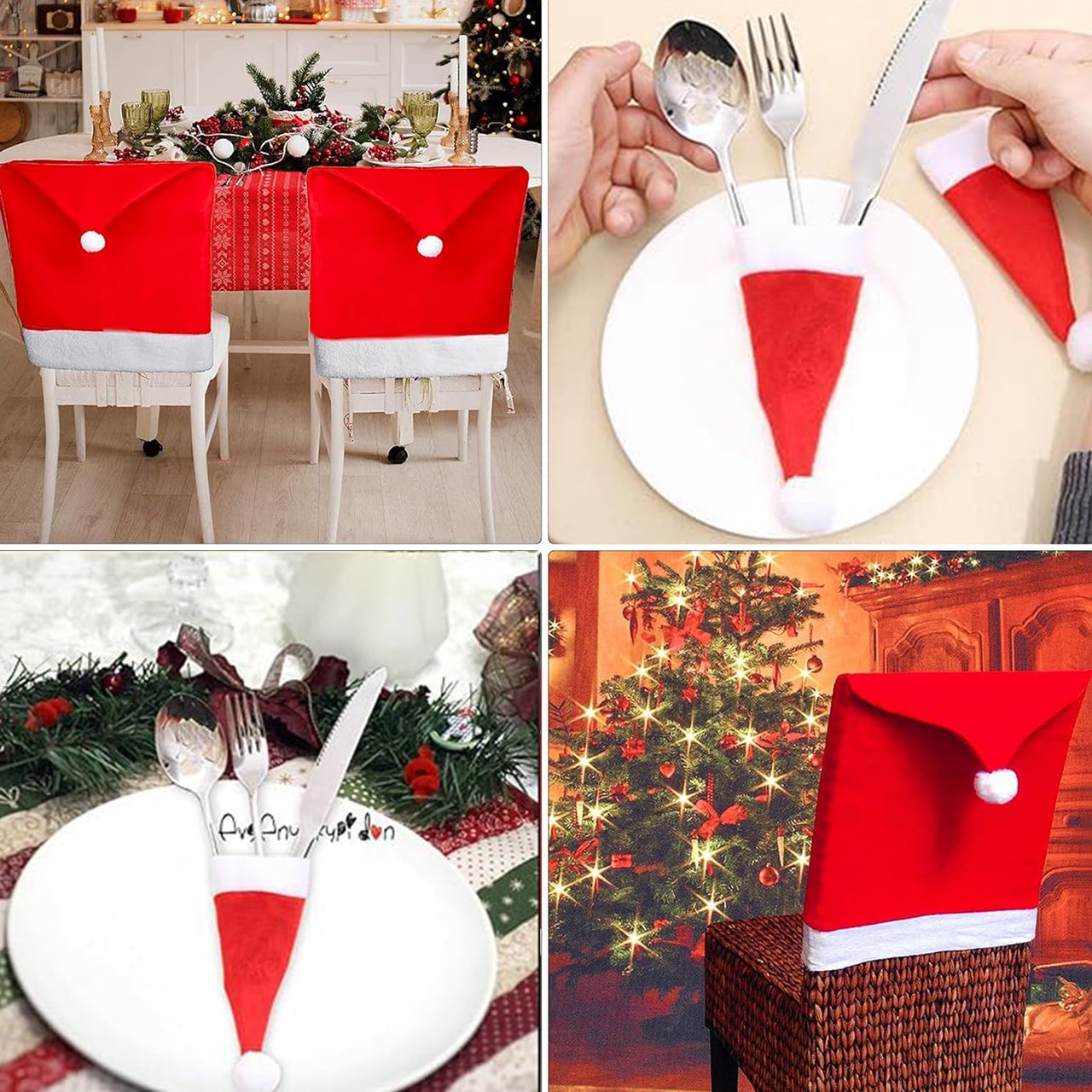 Sada také obsahuje 20 prostírání ve tvaru Santa klobouku.