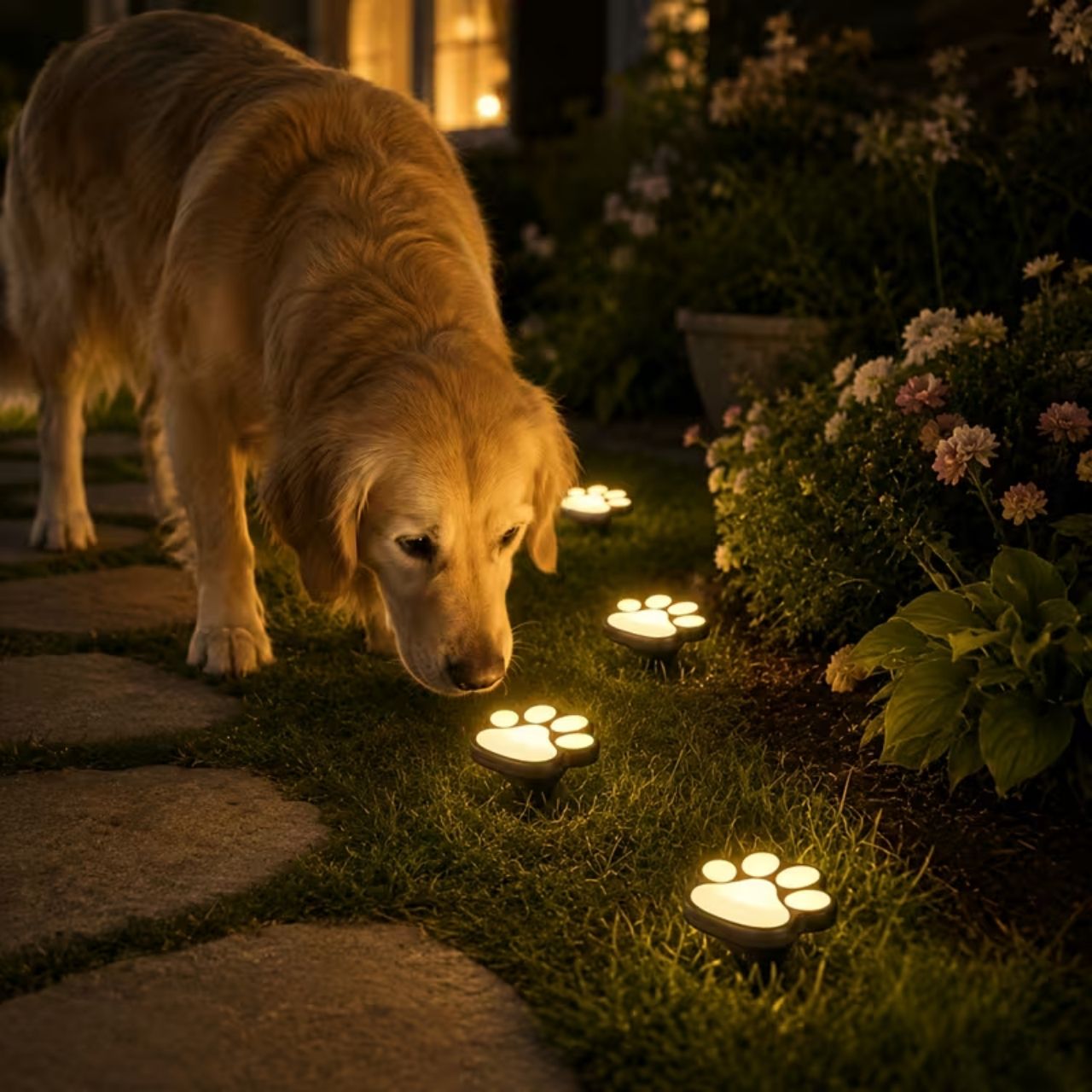 Solární LED světla ve tvaru tlapek, Paws - Image 2