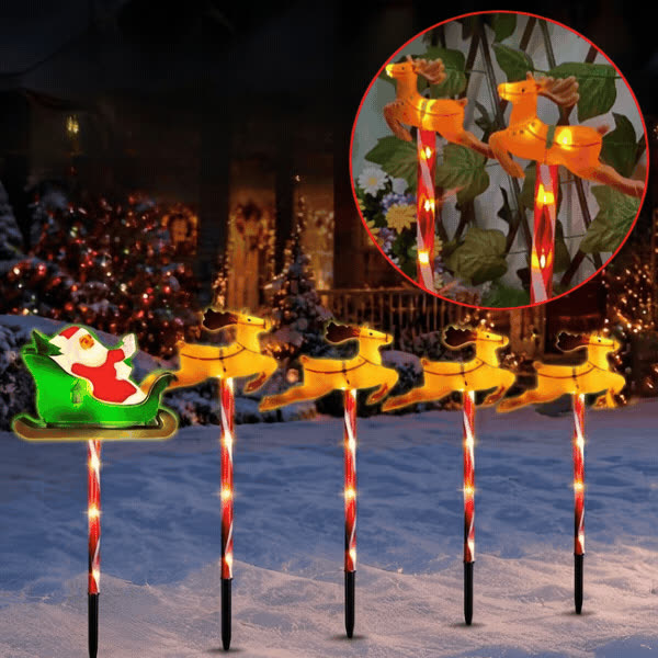 Vánoční zahradní dekorace se Santa Clausem a soby, ReinDeers - video