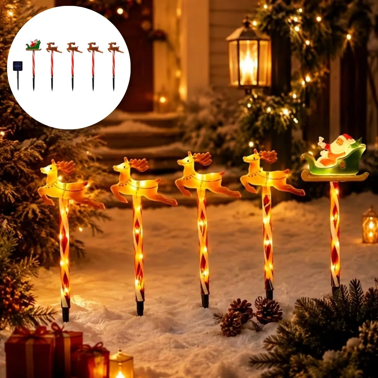Vánoční zahradní dekorace se Santa Clausem a soby, ReinDeers - Image 3