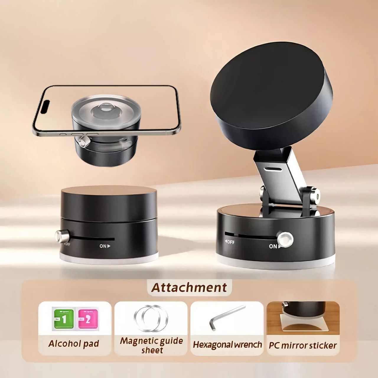 RingMag, univerzálně nastavitelný magnetický držák telefonu s vakuovou přísavkou - Image 5