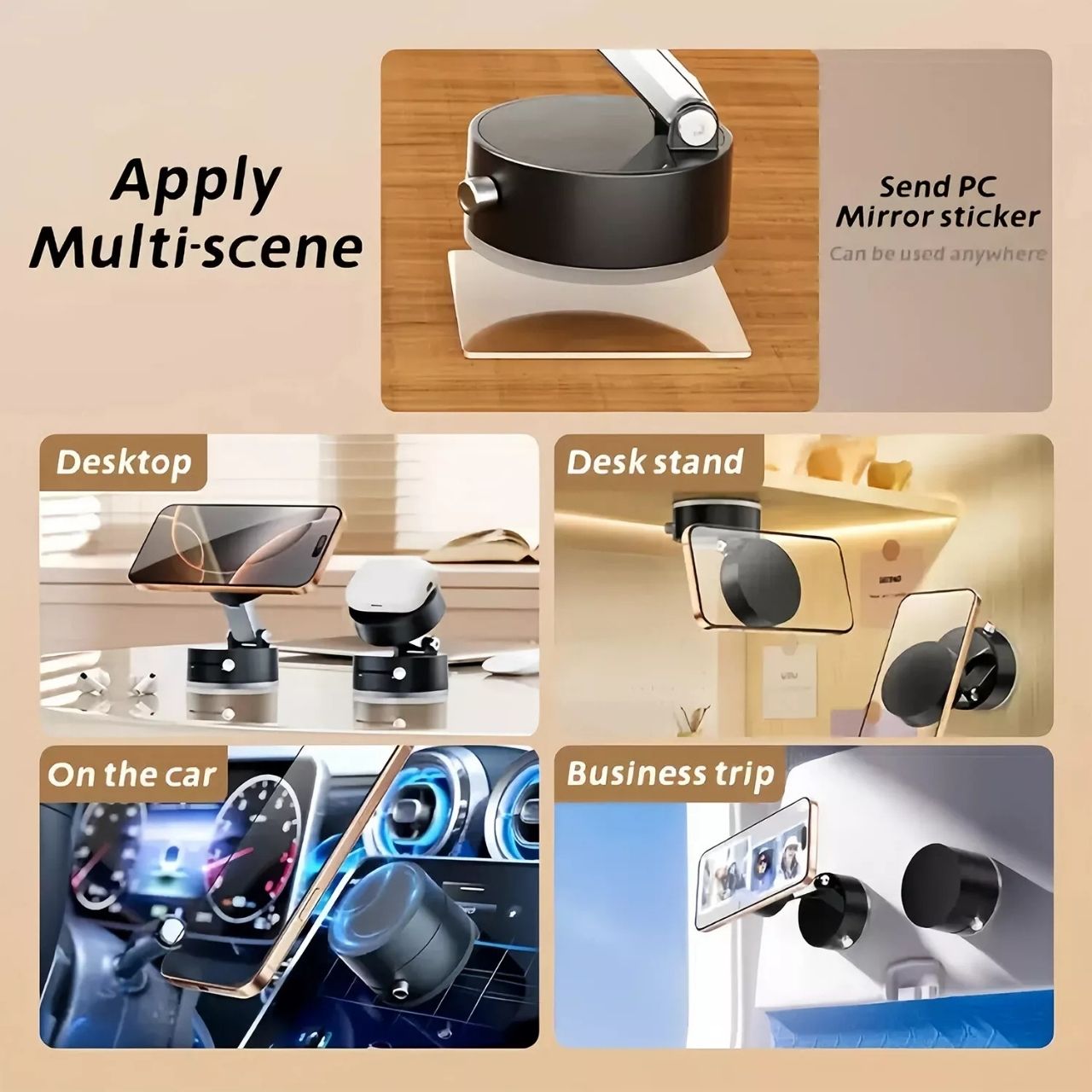 RingMag, univerzálně nastavitelný magnetický držák telefonu s vakuovou přísavkou - Image 8
