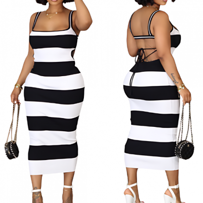 Černobílé pruhované šaty, STRIPDRESS - Image 1