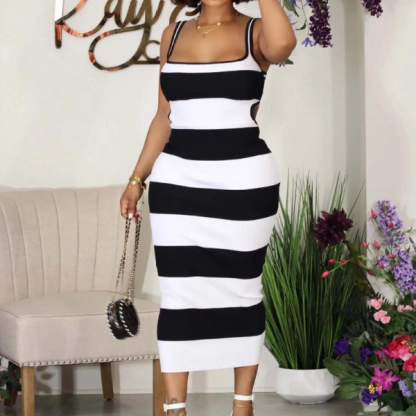 Černobílé pruhované šaty, STRIPDRESS - Image 3