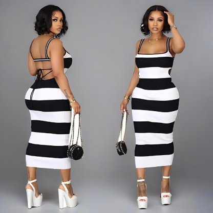 Černobílé pruhované šaty, STRIPDRESS - Image 4