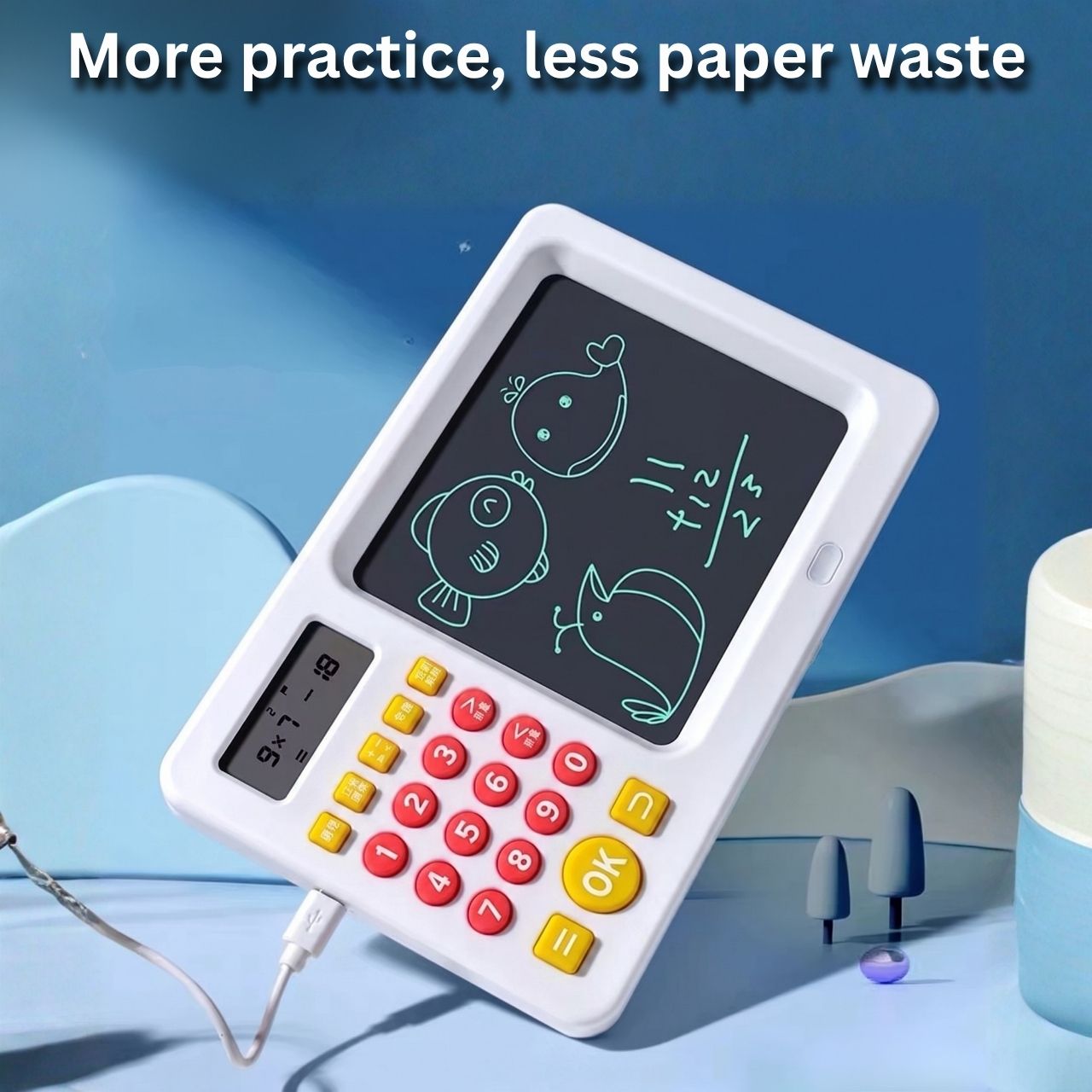Výukový tablet 2 v 1 s kalkulačkou pro děti, TrainMath - Image 2