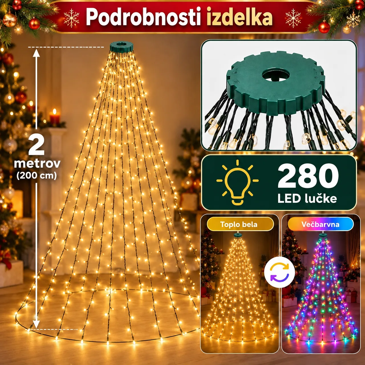 Vánoční LED osvětlení s dálkovým ovládáním, TreeRing - Image 7