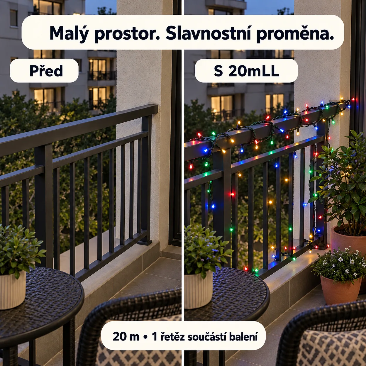 20 metrů dlouhý řetěz barevných LED světel je perfektní volbou pro různé příležitosti!