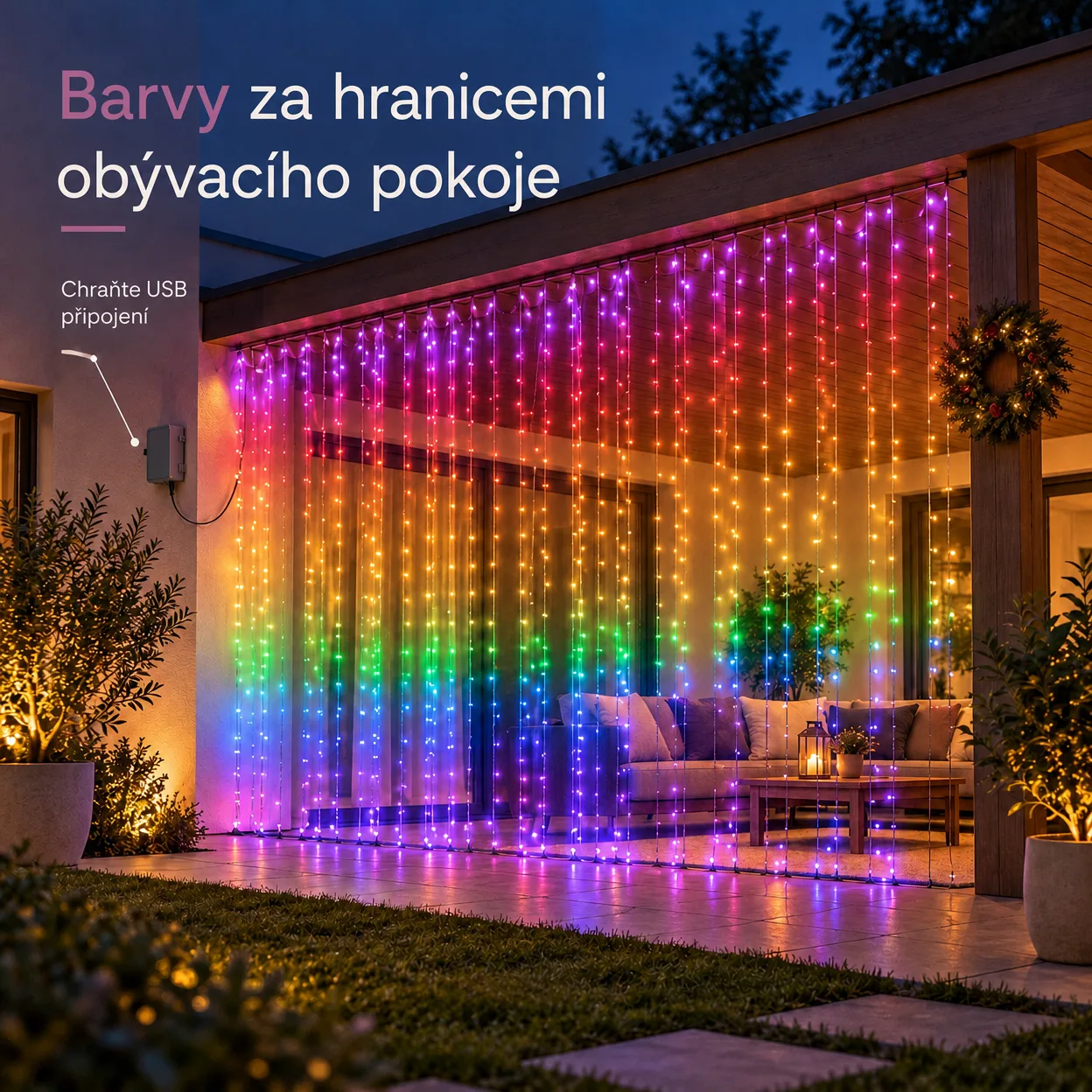 ColorfulCurtain, lehký závěs s 300 barevnými LED světly - Image 4