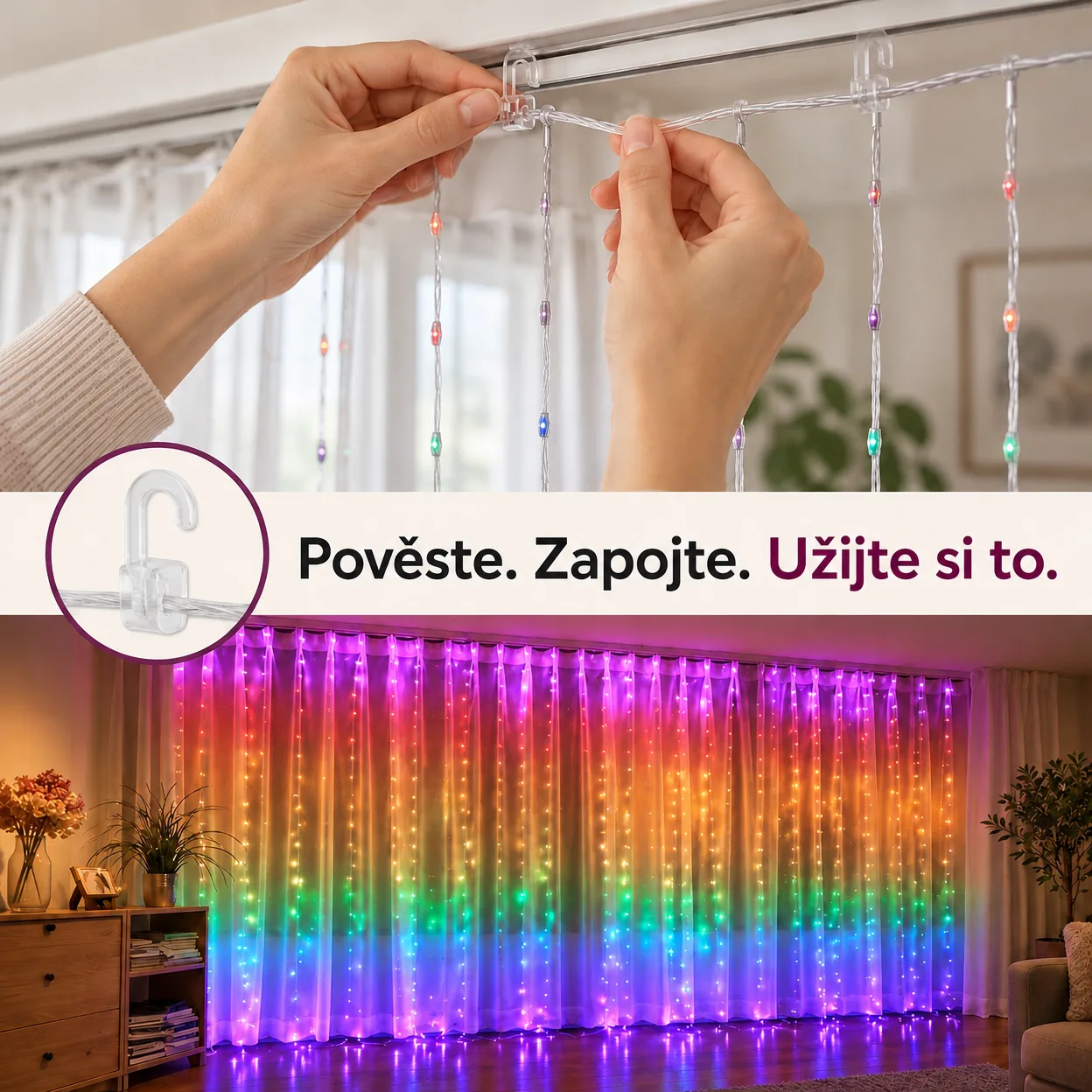ColorfulCurtain, lehký závěs s 300 barevnými LED světly - Image 7