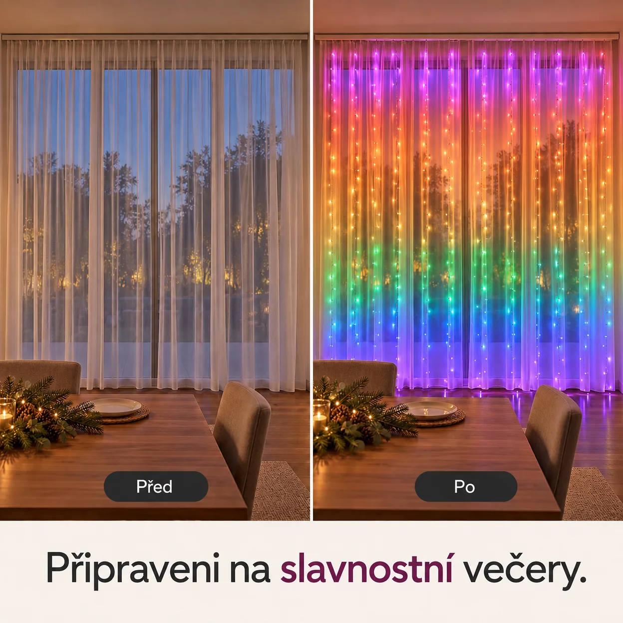 ColorfulCurtain, lehký závěs s 300 barevnými LED světly - Image 8