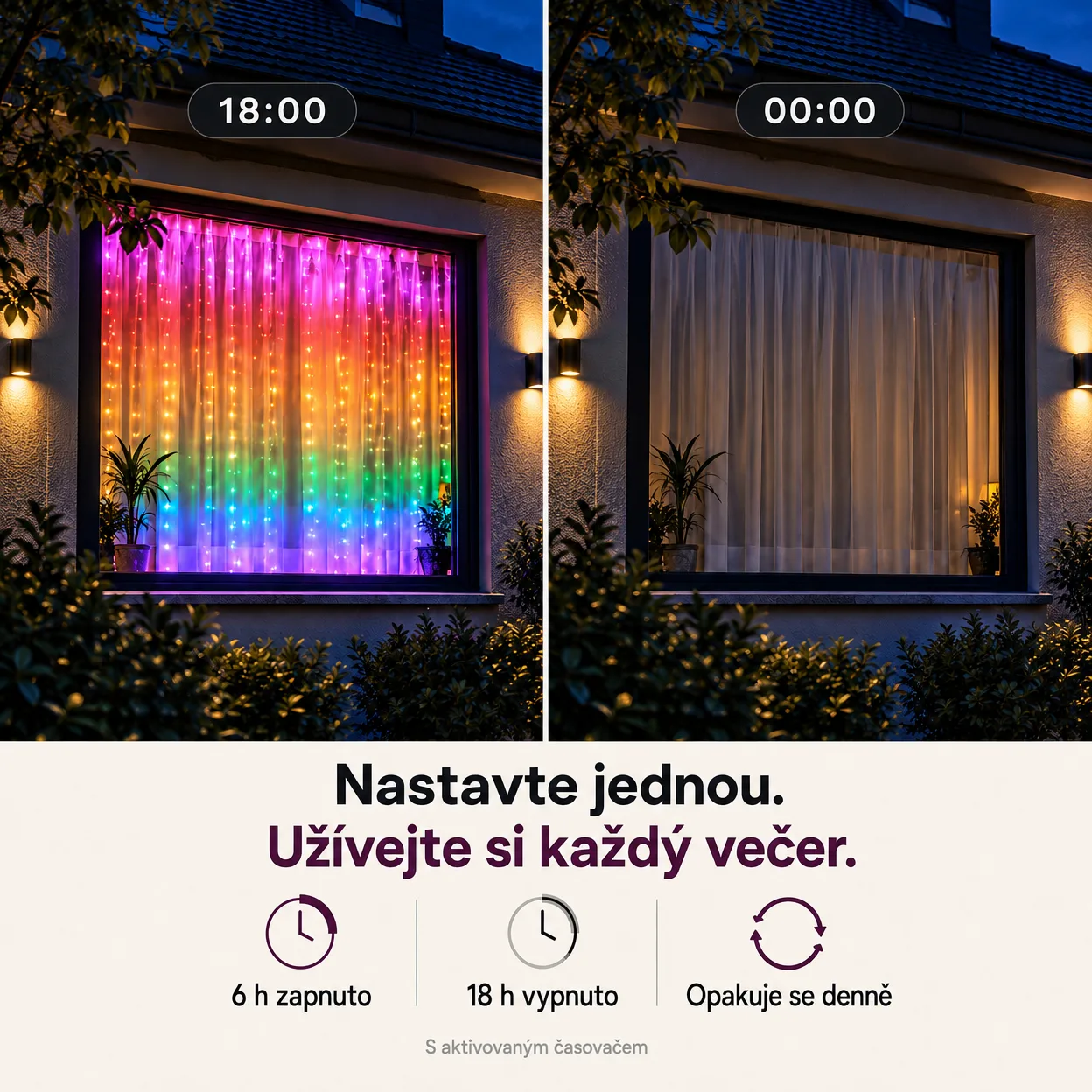 LED světla jsou vodotěsná, takže je můžete použít pro vnitřní i venkovní dekoraci.
