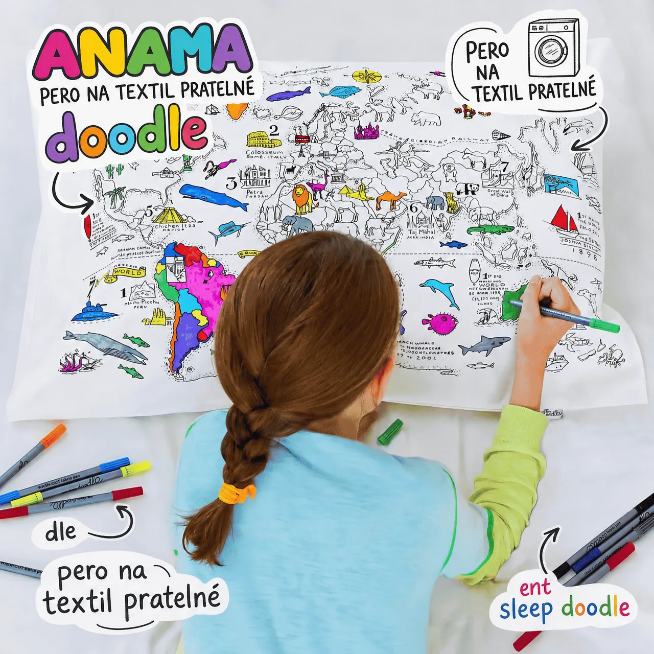 Vybarvi si polštář – mapa světa, ColoringPillow - Image 6