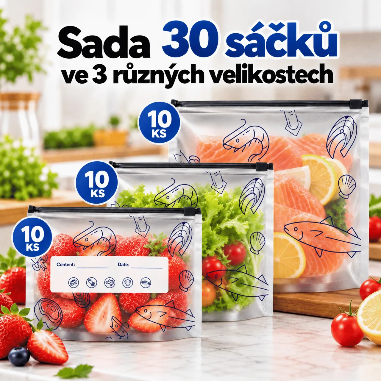 Celkem 30 sáčků ve 3 různých velikostech