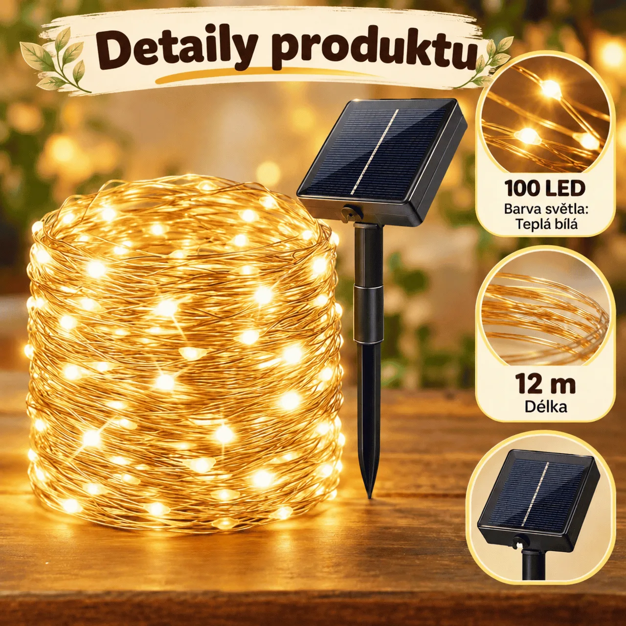 Solární LED světelný řetěz (12 m), YardLights - Image 3