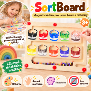 SortBoard, didaktická hračka pro třídění a výuku barev